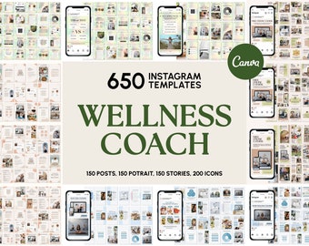 Wellness Canva Template | Health Instagram Template | Wellness Posts | Health Stories | Wellness Icons | Health Content | Wellness Branding