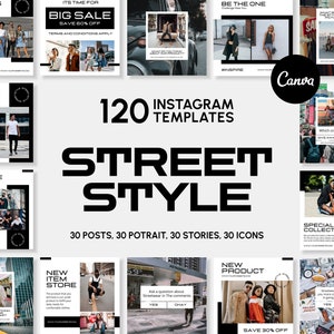 Street Style Social Media Templates for Canva | Street Style IG Templates | Street Style IG Post | Street Style IG Story | Street Style Icon