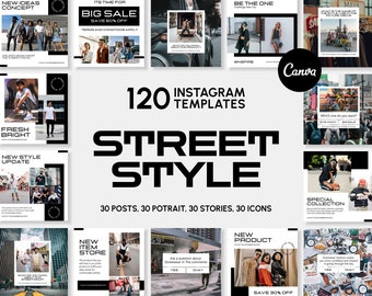 Street Style Social Media Templates for Canva | Street Style IG Templates | Street Style IG Post | Street Style IG Story | Street Style Icon