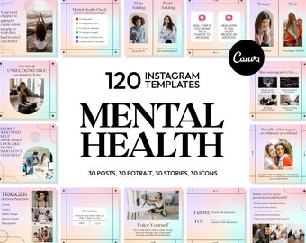 Mental Health Instagram Templates | Social Media Content (Canva)