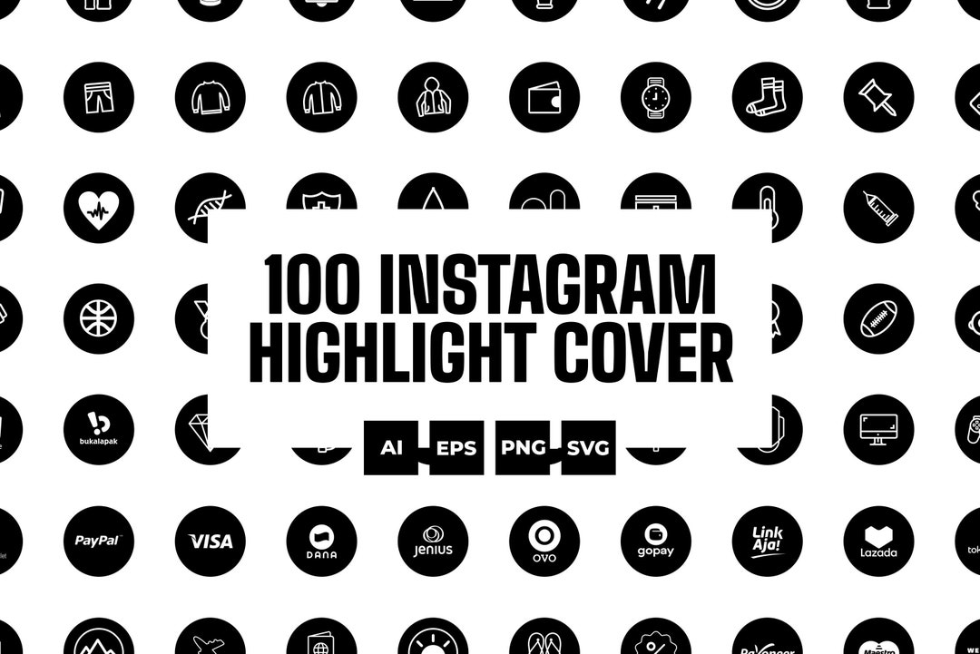 Bundle Instagram Highlight Cover Icons Pack Icon Black and - Etsy