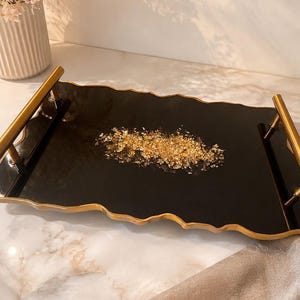 Resin Tray: Gold & Silver Flakes - Home Decor