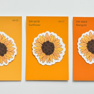 Pegatina de vinilo de girasol / Pegatina resistente a la intemperie / Pegatina de 1 pulgada / Pegatina resistente a la intemperie / Pegatina floral estética /