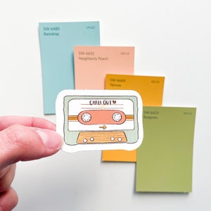 Chill Out Cassette Tape Sticker / Autocollants esthétiques / Autocollants de 2 pouces / Autocollants d’ordinateur portable