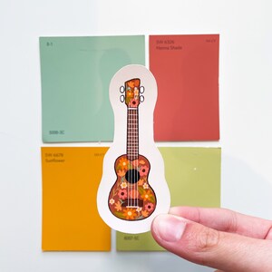 Floral ukulele sticker/weerbestendige sticker/2 inch sticker