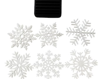 SaktopDeco 16-Piece Felt Snowflake Coasters Set - White & Blue Christmas Drink Coasters - View #6