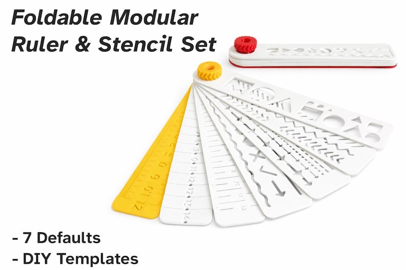 Textsoft Ruler Designs Foldable Modular Ruler With Geometric & Line Stencils – Multi-purpose ...