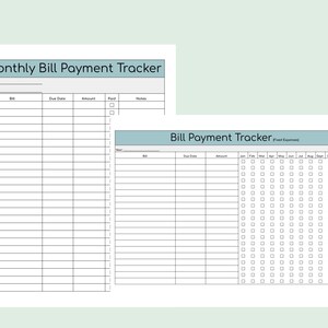 Monthly Bill Tracker, Bill Planner, Bill Payment Tracker, Printable Monthly Budget Planner, Letter, Printable, PDF, Bill Tracker Template
