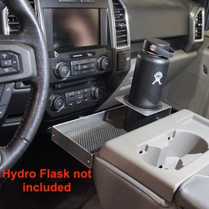 Ford F-Series Aluminum Cup Holder Tray: Center Console Organizer (2011-2025)