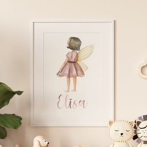 Namensposter Kind Fee | Personalisiertes Poster Kinderzimmer Babyzimmer | Geburtsposter | Wandbild Tiere | Baby Geschenk
