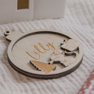 Palla di Natale personalizzata, decorazioni natalizie, palla di Natale in legno, ciondolo natalizio, decorazione albero di Natale, regali di Natale per bambini