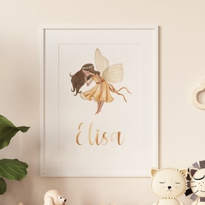 Namensposter Kind Fee, Personalisiertes Poster Kinderzimmer Babyzimmer,  Geburtsposter,  Wandbild Tiere, Baby Geschenk
