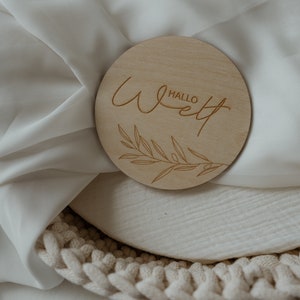 Hallo Baby, Hallo Welt, Geburtsschild, Baby Geschenk, Holzschild Baby, Meilensteinkarte Babyshooting