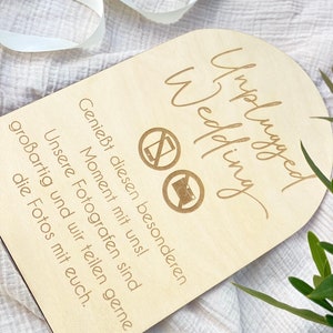 Unplugged Wedding, Hochzeitsdeko, Geschenk zur Hochzeit, Holzschild, Tischkarten, Willkommenschild Hochzeit