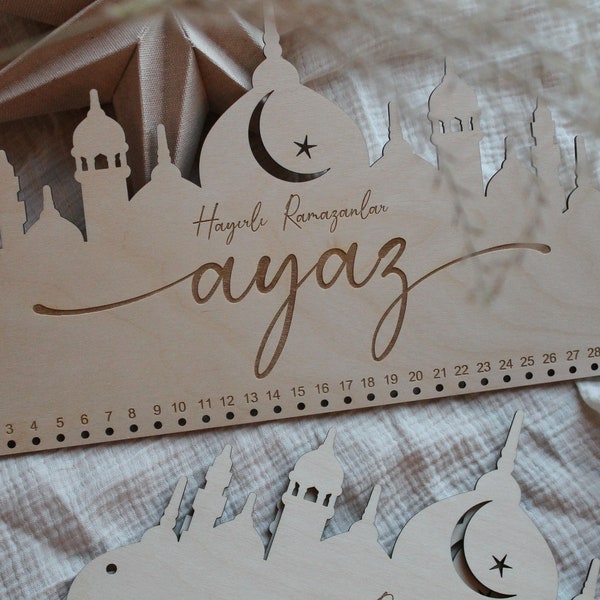 Ramadankalender aus Holz, Ramadan Kalender personalisiert,  mein erster Ramadan, Bayram Baby, Ramadan Mubarak, Eid Mubarak, Ramadan Kareem