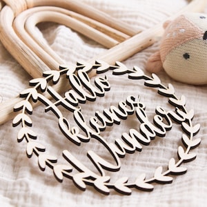 Hallo Baby, Hallo Welt, Geburtsschild, Baby Geschenk, Holzschild Baby, Meilensteinkarte Babyshooting
