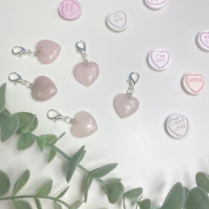 Rose Quartz Stitch Marker, Love Heart Stitch Marker, Valentines Day gifts for Knitters, Valentines Day Stitch Marker