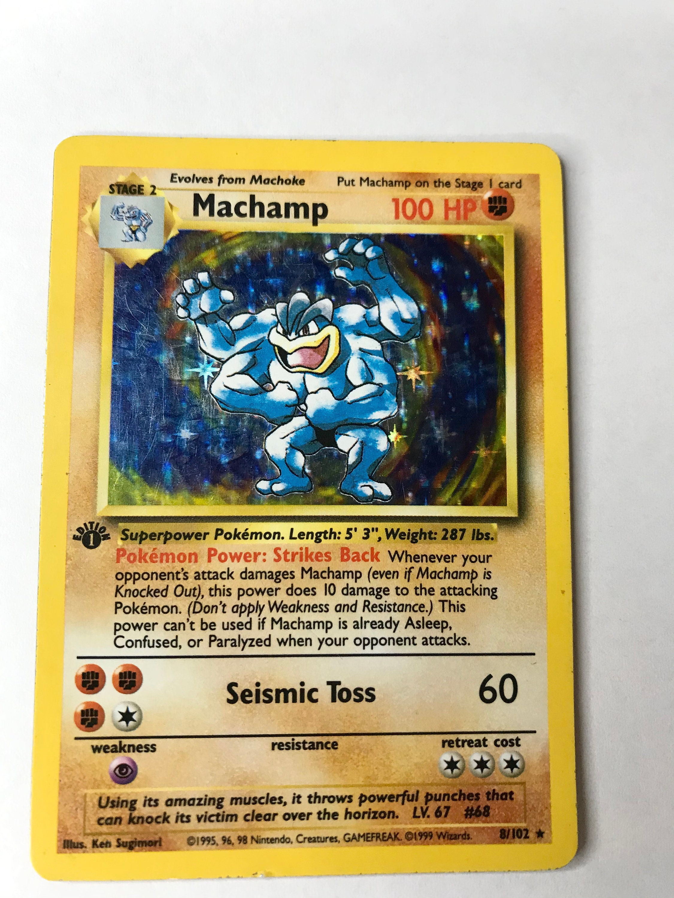 1st edition Holo Machamp lightly played 1999 Etsy