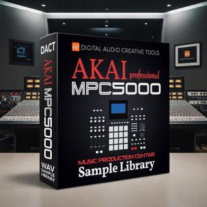May include: A black box with the text "AKAI professional MPC5000" in white and red. The box also displays the words "DIGITAL AUDIO CREATIVE TOOLS" and "MUSIC PRODUCTION CENTER Sample Library". The product is a WAV sample library.