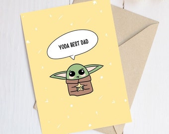 Yoda Best Dad - Father's Day Card, Greeting Card, Dad Card, Grogu Card, Cute Card, Star Wars Yoda, Mandalorian, Funny Card, Card for Dad