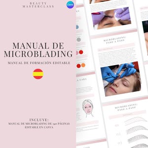 Spanish Microblading Training Manual | Editable Guide for Trainers, Students, Printable, Instant Download