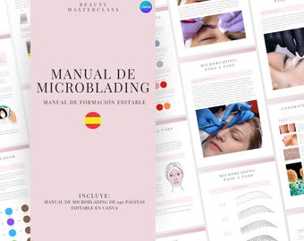 Spanish Microblading Training Manual | Editable Guide for Trainers, Students, Printable, Instant Download