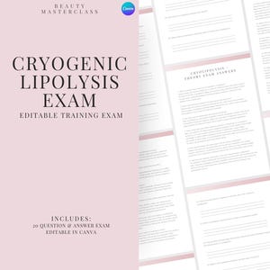 Kryoallergene Lipolyse Prüfung zur Zertifizierung - 20 Fragen und Antworten | Bearbeitbare Schönheitsschulungsprüfung