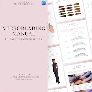 Microblading Training Manual Editable Guide for Trainers, Students, Printable, Instant Download image 1