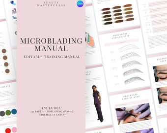 Microblading Trainingsbuch | Bearbeitbares Handbuch für Trainer, Studenten, druckbar, sofortiger Download