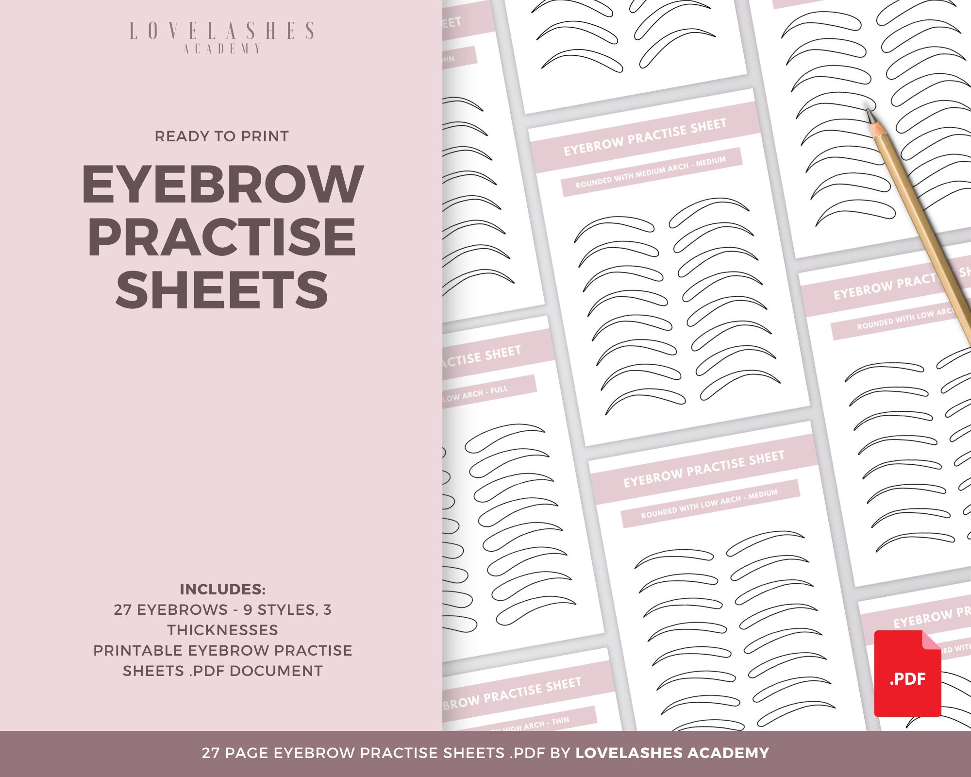 Eyebrow Practice Sheets 27 Pages of Eyebrows Shapes | Etsy UK