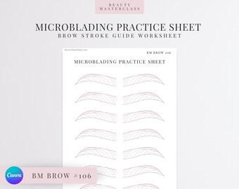 BMBrow n.° 106 Hoja de práctica de microblading / Hoja de trabajo editable para instructores de cejas de SPMU, imprimible, descarga instantánea