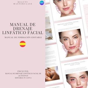 Spanish Facial Lymphatic Drainage Training Manual - Editable Lymphatic Drainage Course eBook for Facial Massage Therapy