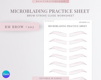 BMBrow#102 Microblading Practice Worksheet | Editable Worksheet for SPMU Brow Trainers, Printable, Instant Download