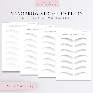 #103 Nanobrow Strichmuster Schritt für Schritt Übungsblätter | Bearbeitbar SPMU Brow Training | Sofort Download