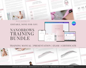 Nanobrows Training Bundle - Presentation, Training Manual, Theory Exam & Certificate for Beauty Academy Trainers