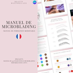 Manuale di formazione per il microblading francese / Guida modificabile per formatori, studenti, stampabile, download immediato