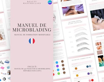 French Microblading Training Manual | Editable Guide for Trainers, Students, Printable, Instant Download