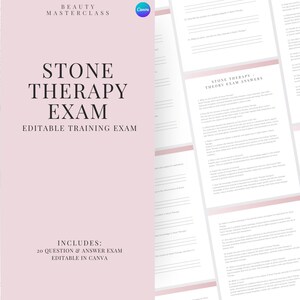 Steintherapie-Massage-Prüfung zur Zertifizierung - 20 Fragen und Antworten | Bearbeitbare Schönheitsschulungsprüfung