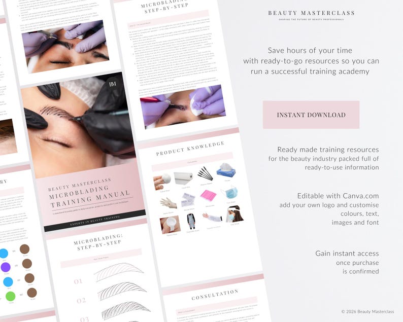 Microblading Training Bundle - Presentation, Training Manual, Theory Exam & Certificate for Beauty Academy Trainers bild 2