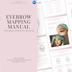 Eyebrow Mapping and Measuring Training Manual | Advanced Eyebrow Mapping Practice | Editable Guide for Trainers, Printable