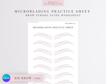 BMBrow n.° 101: Hoja de práctica de microblading/Hoja de trabajo editable para instructores de cejas de SPMU, imprimible, descarga instantánea