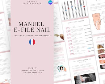 French E-File Training Manual | Editable E-File Nail Course for Nail Enhancement Training Academy