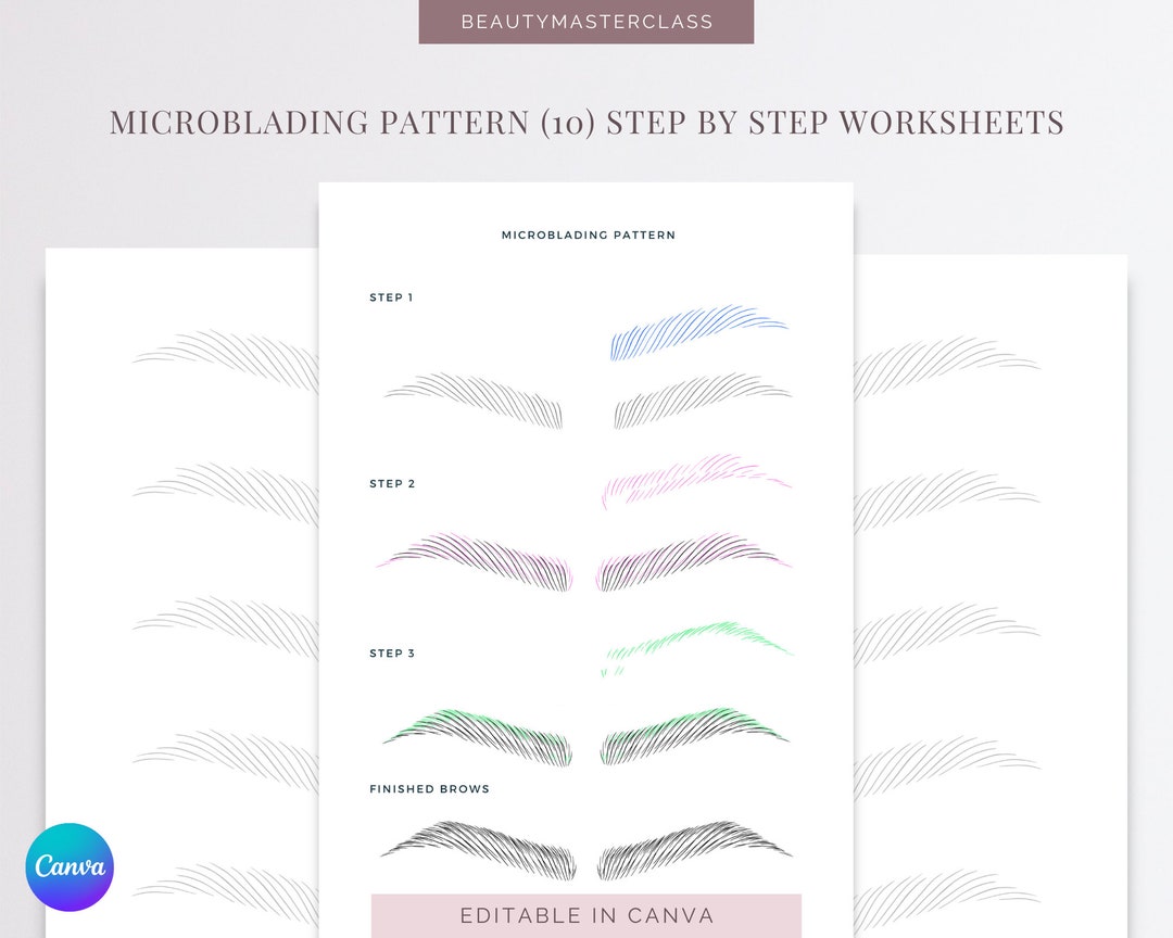 Microblading Pattern 10 Step by Step Worksheet and Practice Sheet ...