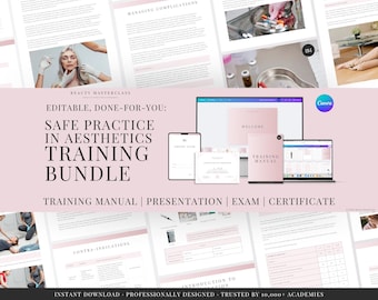 Safe Practice in Aesthetics Editable Training Bundle - Presentation, Training Manual, Theory Exam & Certificate for Beauty Academy Trainers