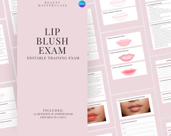 Lip Blush Theory Exam | SPMU Lips Exam - 20 Questions and Answers | Beginners, Students, Trainers, Editable,