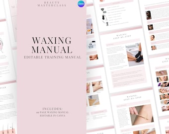 Waxing Training Manual - Hard & Soft Wax Editable Course for Waxing Trainers, Female Male Waxing, Beauty Academies,
