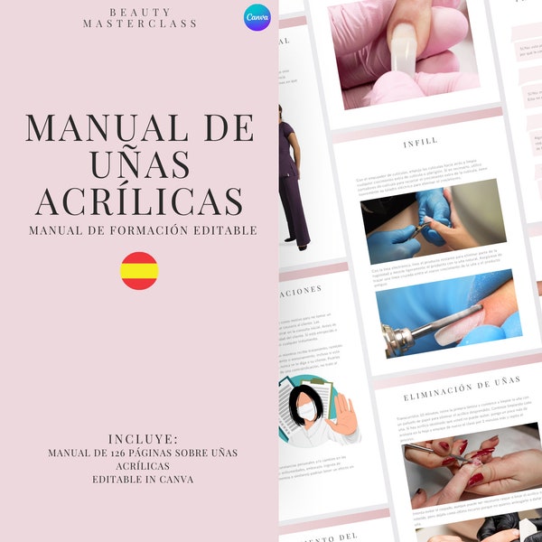 Manual de Capacitación Editable de Uñas Acrílicas en Español - Curso de Uñas Editable para Técnicos de Uñas, Entrenadores, Academias de Belleza