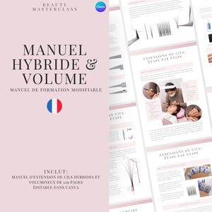 French Hybrid and Volume Lash Extension Training Manual - Editable Guide for Trainers, Students, Printable, Instant Download