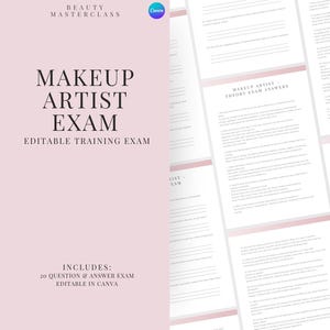 Make Up Artist Prüfung zur Zertifizierung - 20 Fragen und Antworten | Bearbeitbare Schönheitsschulungsprüfung