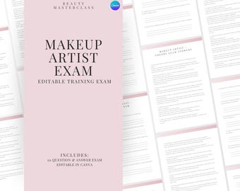 Make Up Artist Prüfung zur Zertifizierung - 20 Fragen und Antworten | Bearbeitbare Schönheitsschulungsprüfung
